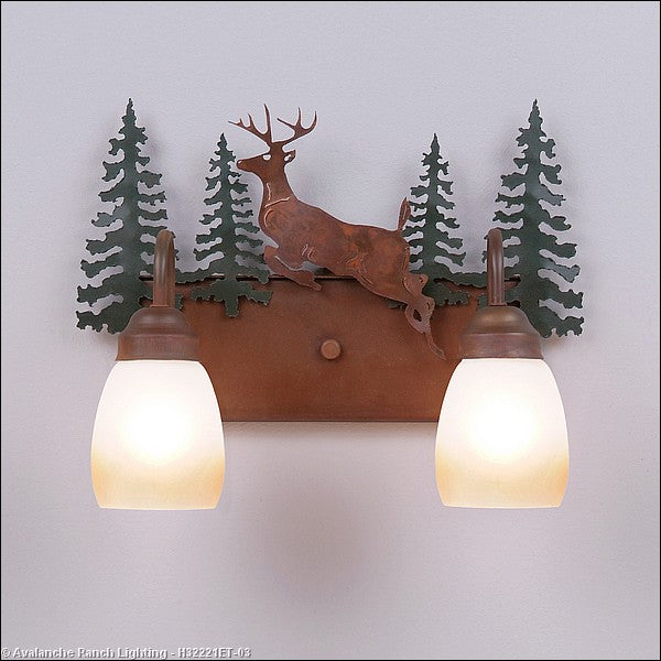 Avalanche Ranch Denali-Valley Deer H32221ET-03 Bath Vanity Light 16 in. wide - Cedar Green/Rust Patina