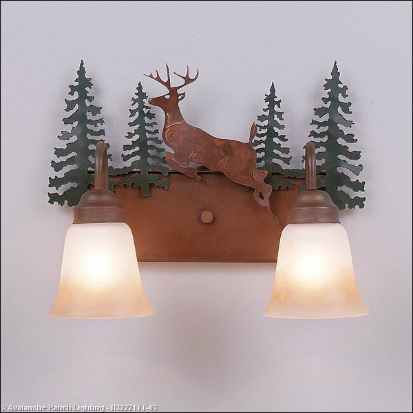 Avalanche Ranch Denali-Valley Deer H32221TT-03 Bath Vanity Light 16 in. wide - Cedar Green/Rust Patina