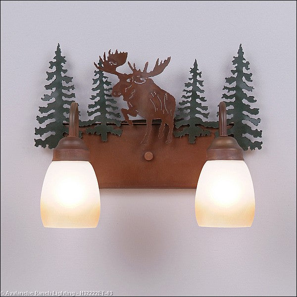 Avalanche Ranch Denali-Alaska Moose H32222ET-03 Bath Vanity Light 16 in. wide - Cedar Green/Rust Patina