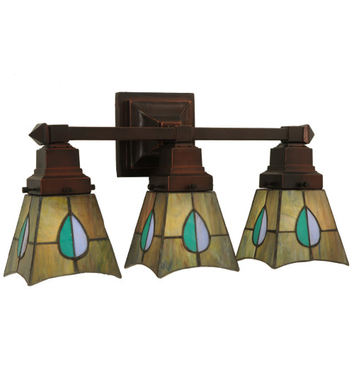 Meyda Tiffany Mackintosh Leaf 31231 Bath Vanity Light 20 in. wide - Green/Blue Aqua/Green Purple/Blue