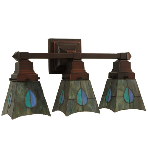 Meyda Tiffany Mackintosh Leaf 31231 Bath Vanity Light 20 in. wide - Green/Blue Aqua/Green Purple/Blue