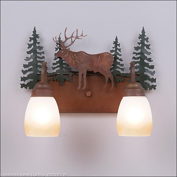 Avalanche Ranch Denali-Valley Elk H32223ET-03 Bath Vanity Light 16 in. wide - Cedar Green/Rust Patina