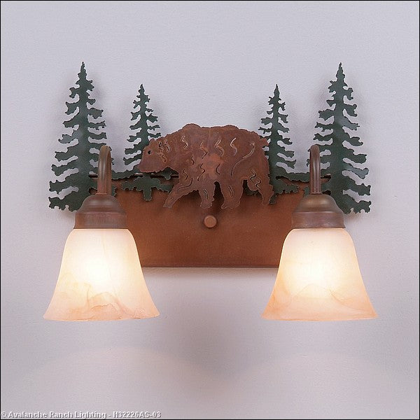 Avalanche Ranch Denali-Bear H32226AS-03 Bath Vanity Light 16 in. wide - Cedar Green/Rust Patina