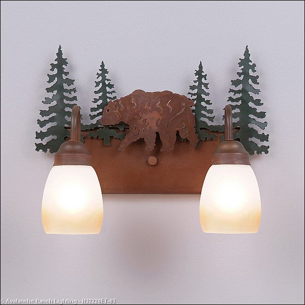 Avalanche Ranch Denali-Bear H32226ET-03 Bath Vanity Light 16 in. wide - Cedar Green/Rust Patina