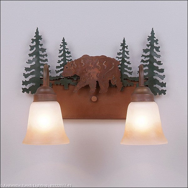 Avalanche Ranch Denali-Bear H32226TT-03 Bath Vanity Light 16 in. wide - Cedar Green/Rust Patina