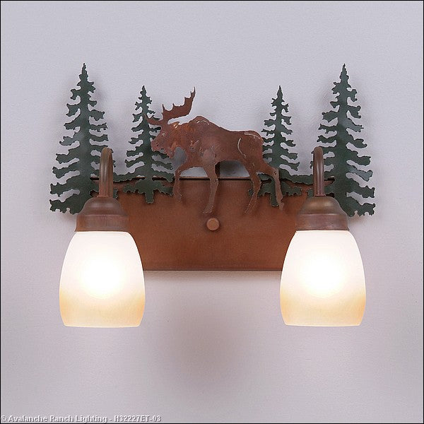 Avalanche Ranch Denali-Mountain Moose H32227ET-03 Bath Vanity Light 16 in. wide - Cedar Green/Rust Patina