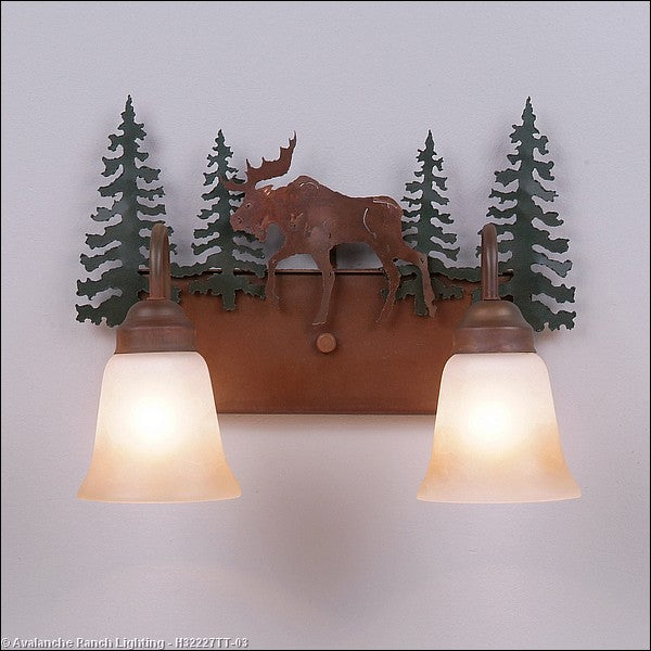 Avalanche Ranch Denali-Mountain Moose H32227TT-03 Bath Vanity Light 16 in. wide - Cedar Green/Rust Patina