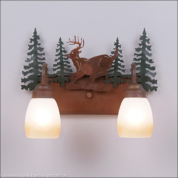 Avalanche Ranch Denali-Mountain Deer H32230ET-03 Bath Vanity Light 16 in. wide - Cedar Green/Rust Patina