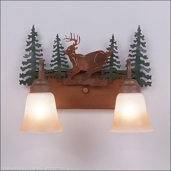 Avalanche Ranch Denali-Mountain Deer H32230TT-03 Bath Vanity Light 16 in. wide - Cedar Green/Rust Patina