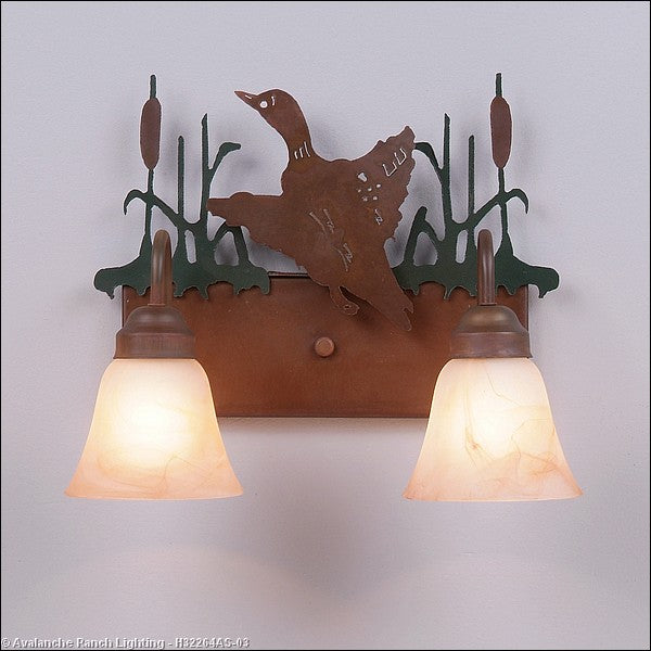 Avalanche Ranch Denali-Loon H32264AS-03 Bath Vanity Light 16 in. wide - Cedar Green/Rust Patina