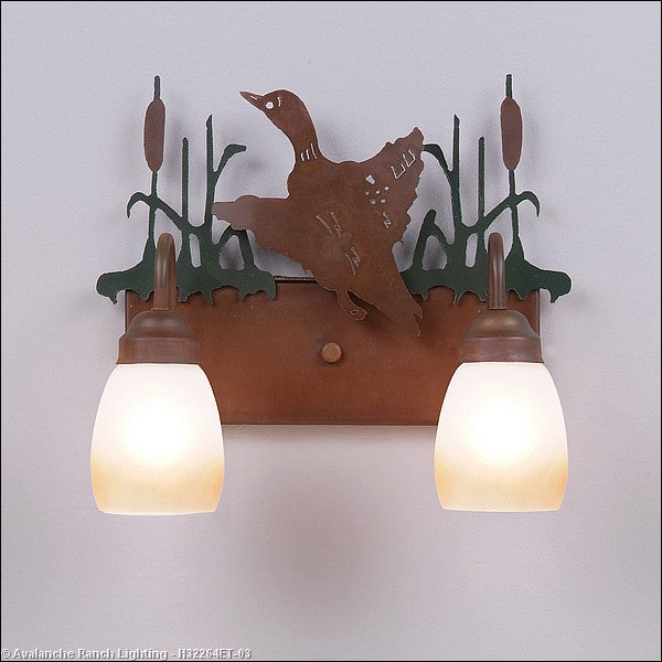Avalanche Ranch Denali-Loon H32264ET-03 Bath Vanity Light 16 in. wide - Cedar Green/Rust Patina