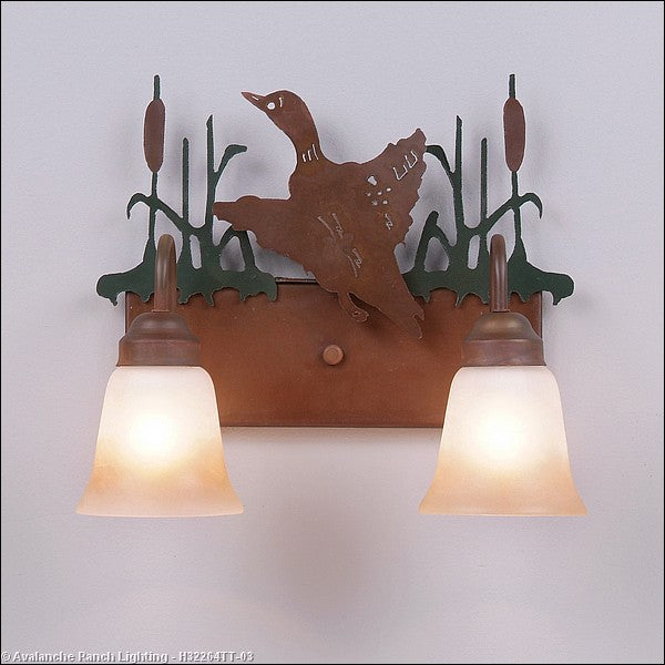 Avalanche Ranch Denali-Loon H32264TT-03 Bath Vanity Light 16 in. wide - Cedar Green/Rust Patina