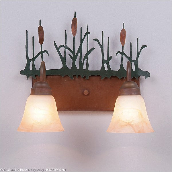 Avalanche Ranch Denali-Cattails H32265AS-03 Bath Vanity Light 16 in. wide - Cedar Green/Rust Patina