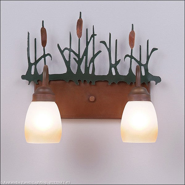 Avalanche Ranch Denali-Cattails H32265ET-03 Bath Vanity Light 16 in. wide - Cedar Green/Rust Patina