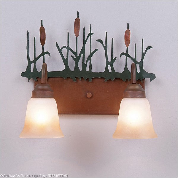 Avalanche Ranch Denali-Cattails H32265TT-03 Bath Vanity Light 16 in. wide - Cedar Green/Rust Patina