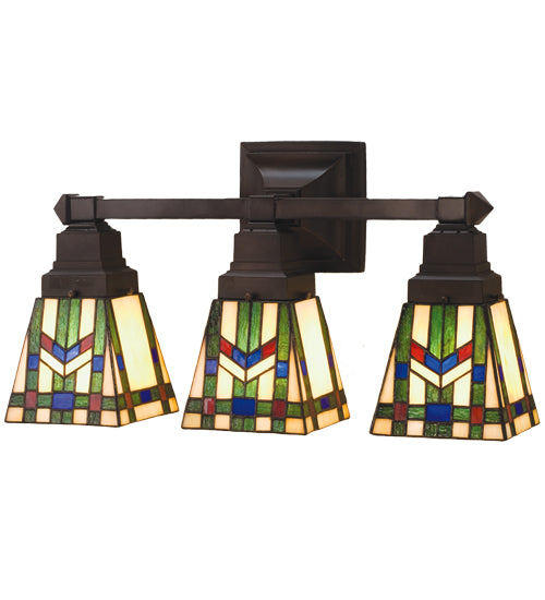 Meyda Tiffany Prairie Wheat 31248 Bath Vanity Light 20 in. wide - Beige Burgundy Lt Blue Green