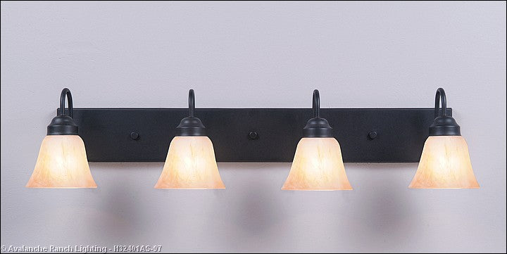 Avalanche Ranch Denali-Rustic Plain Black Iron H32401AS-97 Bath Vanity Light 32 in. wide - Black Iron