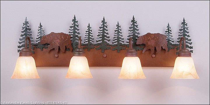 Avalanche Ranch Denali-Bear H32426AS-03 Bath Vanity Light 35 in. wide - Cedar Green/Rust Patina