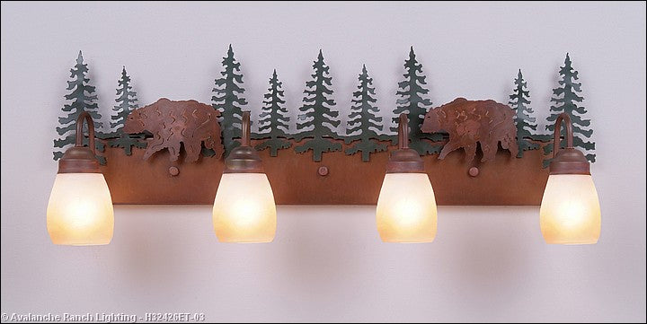 Avalanche Ranch Denali-Bear H32426ET-03 Bath Vanity Light 35 in. wide - Cedar Green/Rust Patina
