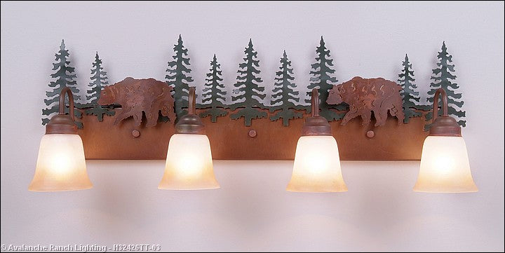 Avalanche Ranch Denali-Bear H32426TT-03 Bath Vanity Light 35 in. wide - Cedar Green/Rust Patina