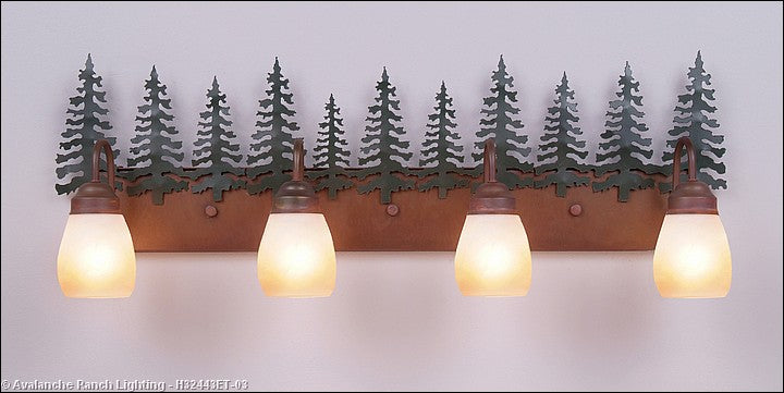 Avalanche Ranch Denali-Cedar Tree H32443ET-03 Bath Vanity Light 35 in. wide - Cedar Green/Rust Patina