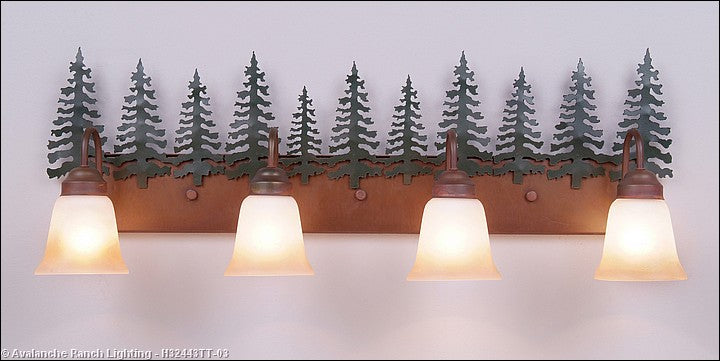 Avalanche Ranch Denali-Cedar Tree H32443TT-03 Bath Vanity Light 35 in. wide - Cedar Green/Rust Patina