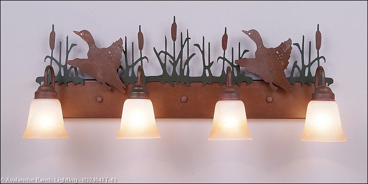Avalanche Ranch Denali-Loon H32464TT-03 Bath Vanity Light 35 in. wide - Cedar Green/Rust Patina