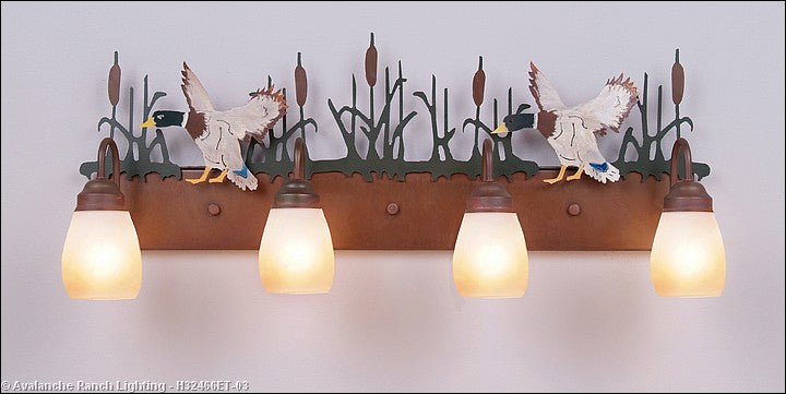 Avalanche Ranch Denali-Mallard Duck H32466ET-03 Bath Vanity Light 35 in. wide - Cedar Green/Rust Patina