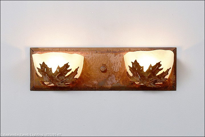 Avalanche Ranch Halogen-Maple Leaf H35205-02 Bath Vanity Light 15 in. wide - Rust Patina