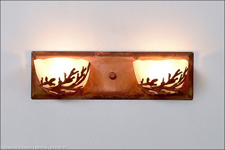 Avalanche Ranch Halogen-Cedar Bough H35249-02 Bath Vanity Light 15 in. wide - Rust Patina