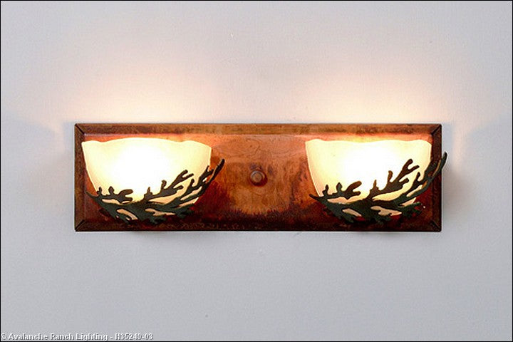 Avalanche Ranch Halogen-Cedar Bough H35249-03 Bath Vanity Light 15 in. wide - Cedar Green/Rust Patina