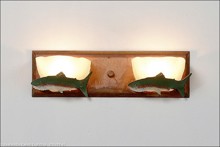 Avalanche Ranch Halogen-Trout H35281-05 Bath Vanity Light 15 in. wide - Rust Patina
