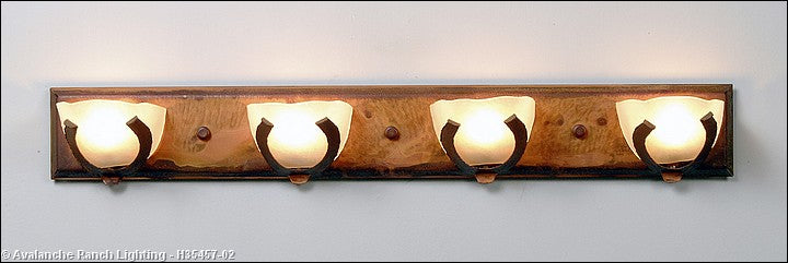 Avalanche Ranch Halogen-Horseshoe H35457-02 Bath Vanity Light 33 in. wide - Rust Patina