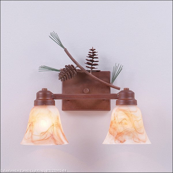 Avalanche Ranch Parkshire-Pine Cone H37220AS-04 Bath Vanity Light 13 in. wide - Pine Green/Rust Patina