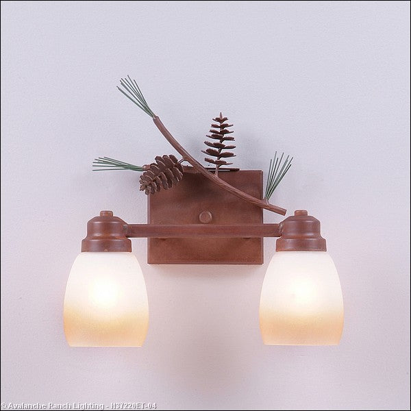 Avalanche Ranch Parkshire-Pine Cone H37220ET-04 Bath Vanity Light 13 in. wide - Pine Green/Rust Patina