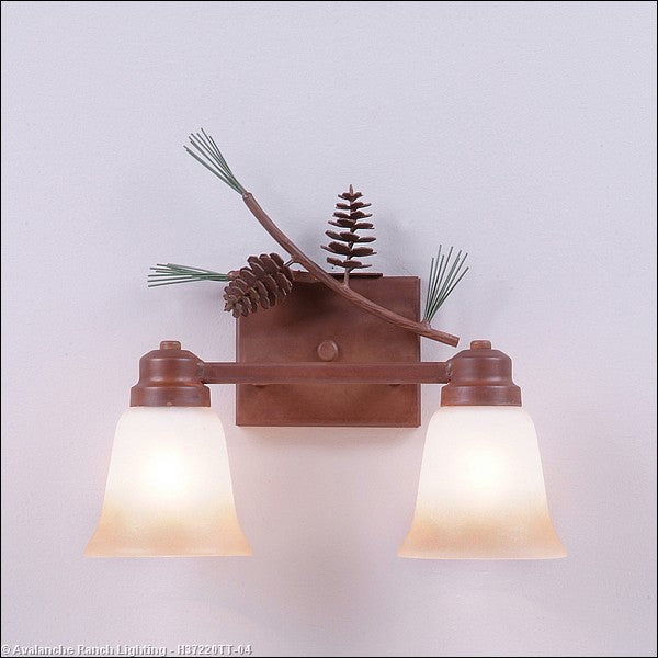 Avalanche Ranch Parkshire-Pine Cone H37220TT-04 Bath Vanity Light 13 in. wide - Pine Green/Rust Patina