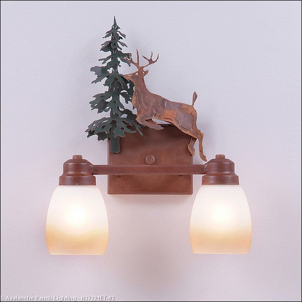 Avalanche Ranch Parkshire-Valley Deer H37221ET-03 Bath Vanity Light 13 in. wide - Cedar Green/Rust Patina