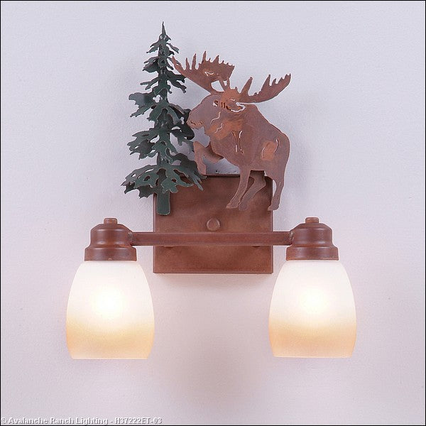 Avalanche Ranch Parkshire-Alaska Moose H37222ET-03 Bath Vanity Light 13 in. wide - Cedar Green/Rust Patina