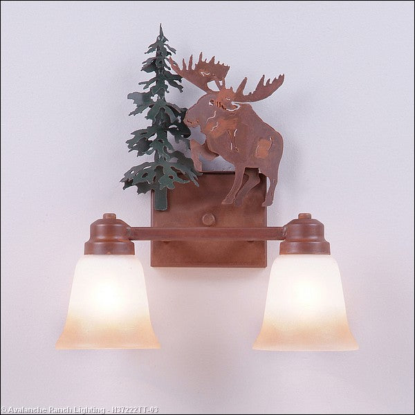 Avalanche Ranch Parkshire-Alaska Moose H37222TT-03 Bath Vanity Light 13 in. wide - Cedar Green/Rust Patina