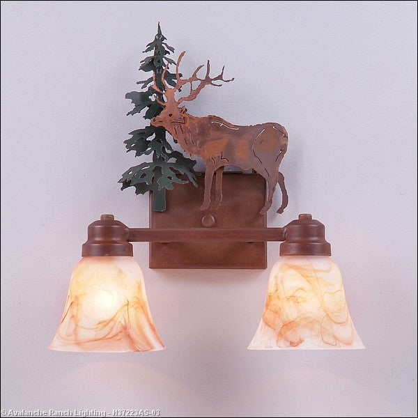 Avalanche Ranch Parkshire-Valley Elk H37223AS-03 Bath Vanity Light 13 in. wide - Cedar Green/Rust Patina