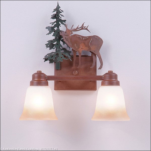 Avalanche Ranch Parkshire-Valley Elk H37223TT-03 Bath Vanity Light 13 in. wide - Cedar Green/Rust Patina
