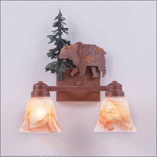 Avalanche Ranch Parkshire-Bear H37226AS-03 Bath Vanity Light 13 in. wide - Cedar Green/Rust Patina