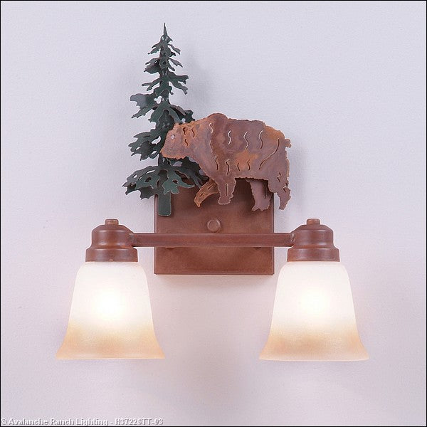 Avalanche Ranch Parkshire-Bear H37226TT-03 Bath Vanity Light 13 in. wide - Cedar Green/Rust Patina
