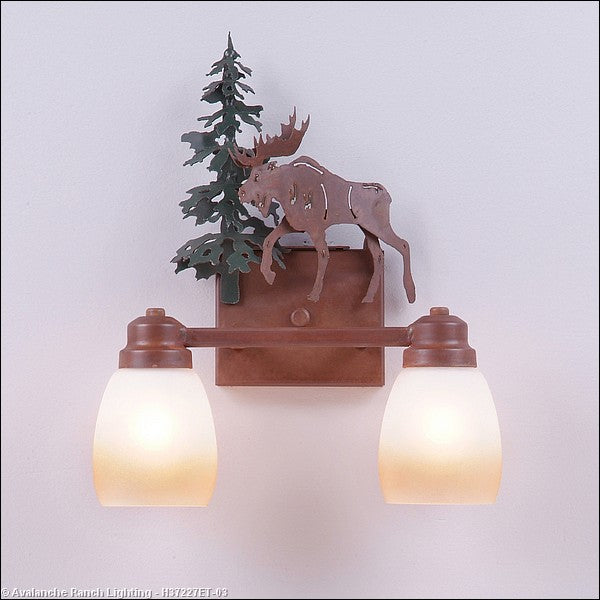 Avalanche Ranch Parkshire-Mountain Moose H37227ET-03 Bath Vanity Light 13 in. wide - Cedar Green/Rust Patina