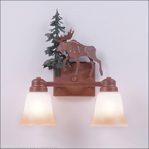 Avalanche Ranch Parkshire-Mountain Moose H37227TT-03 Bath Vanity Light 13 in. wide - Cedar Green/Rust Patina
