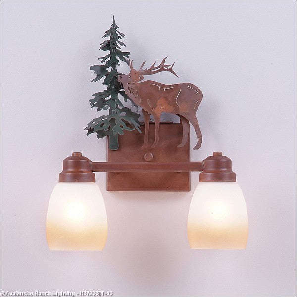 Avalanche Ranch Parkshire-Mountain Elk H37233ET-03 Bath Vanity Light 13 in. wide - Cedar Green/Rust Patina