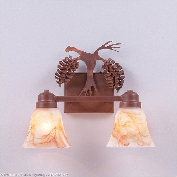 Avalanche Ranch Parkshire-Spruce Cone H37240AS-02 Bath Vanity Light 13 in. wide - Rust Patina