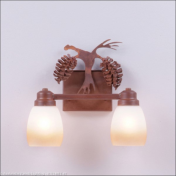 Avalanche Ranch Parkshire-Spruce Cone H37240ET-02 Bath Vanity Light 13 in. wide - Rust Patina
