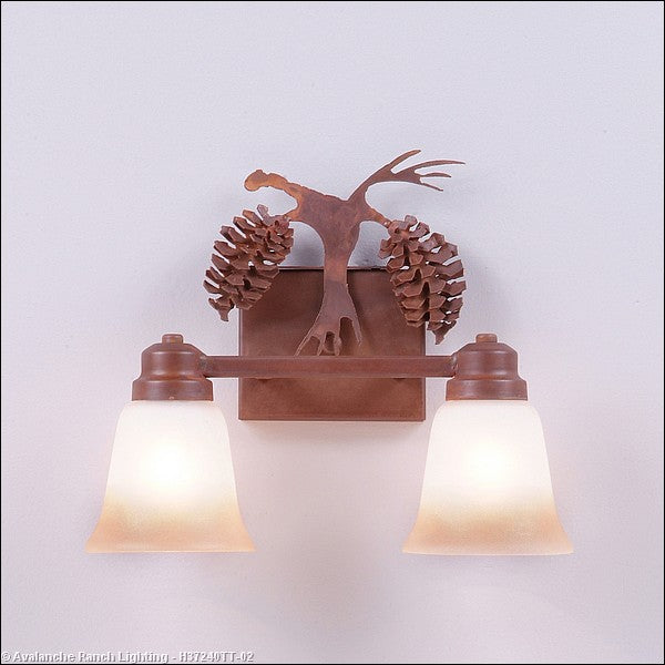 Avalanche Ranch Parkshire-Spruce Cone H37240TT-02 Bath Vanity Light 13 in. wide - Rust Patina
