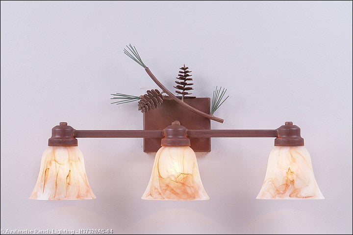 Avalanche Ranch Parkshire-Pine Cone H37320AS-04 Bath Vanity Light 22 in. wide - Pine Green/Rust Patina